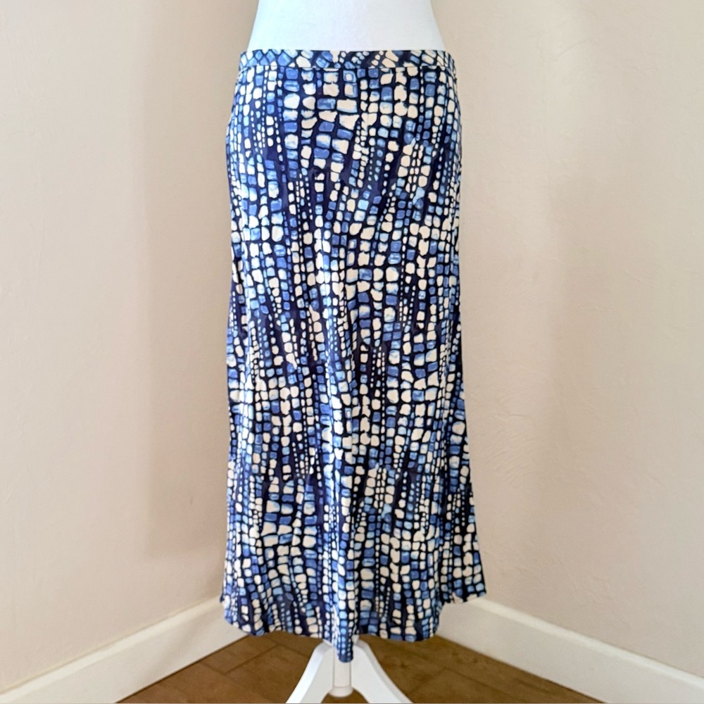 NWT J. McLaughlin Louisa May Cobblestone Bias Cut Satin Midi Skirt Blue /Cloud 8